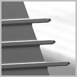 SEM image of 3 AFM cantilevers on NSC series chip