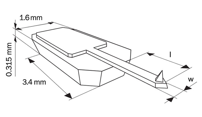 MikroMasch AFMプローブ　シングルカンチレバーの模式図
