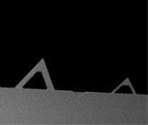 パイレックスナイトライド製PNPトライアングル形ティップレスカンチレバーのSEMイメージ
