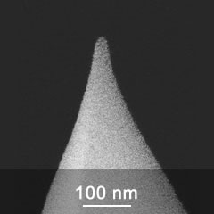 SEM image of long scanning HARD series AFM probe tip close-up
