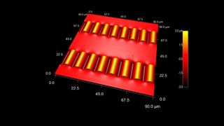 柔軟性のあるPDMS基板上に作られたシリコンナノリボン