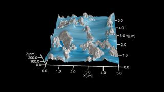 部分的に混合され、部分的に硬化した 2 成分エポキシ。形状の3Dデータに位相画像をオーバーレイ